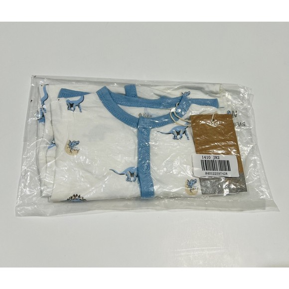 Kyte Baby Long Sleeve Snap Romper 3-6 Months Stream Jurassic Blue Dinosaur New